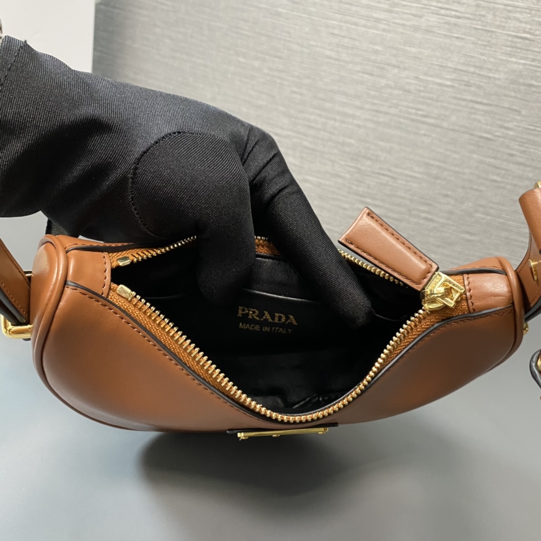 Prada Arque Leather Mini Shoulder Bag Handbag Caramel 1BC199